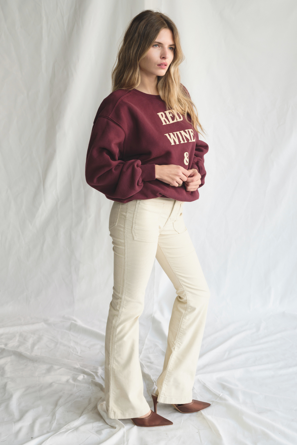 Red Wine & Blue Crewneck Pullover view 6 (layer) - wine red pullover women, wine red pullover men, red  - shop at us.meeeshop