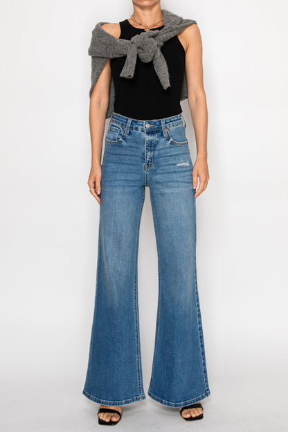 Reese Tummy Control Relaxed High Rise Palazzo Jeans in 3 (25) view 2 - High-Waisted (bottom)