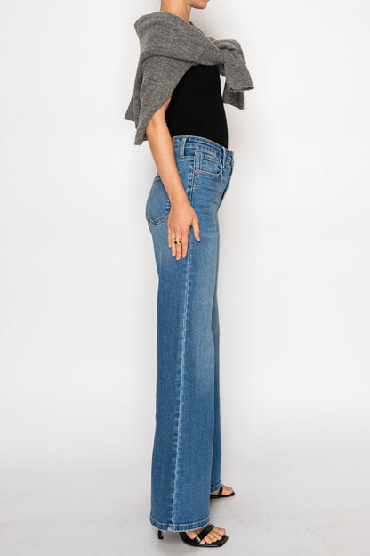 Reese Tummy Control Relaxed High Rise Palazzo Jeans in 5 (26) view 3 - High-Waisted (bottom)