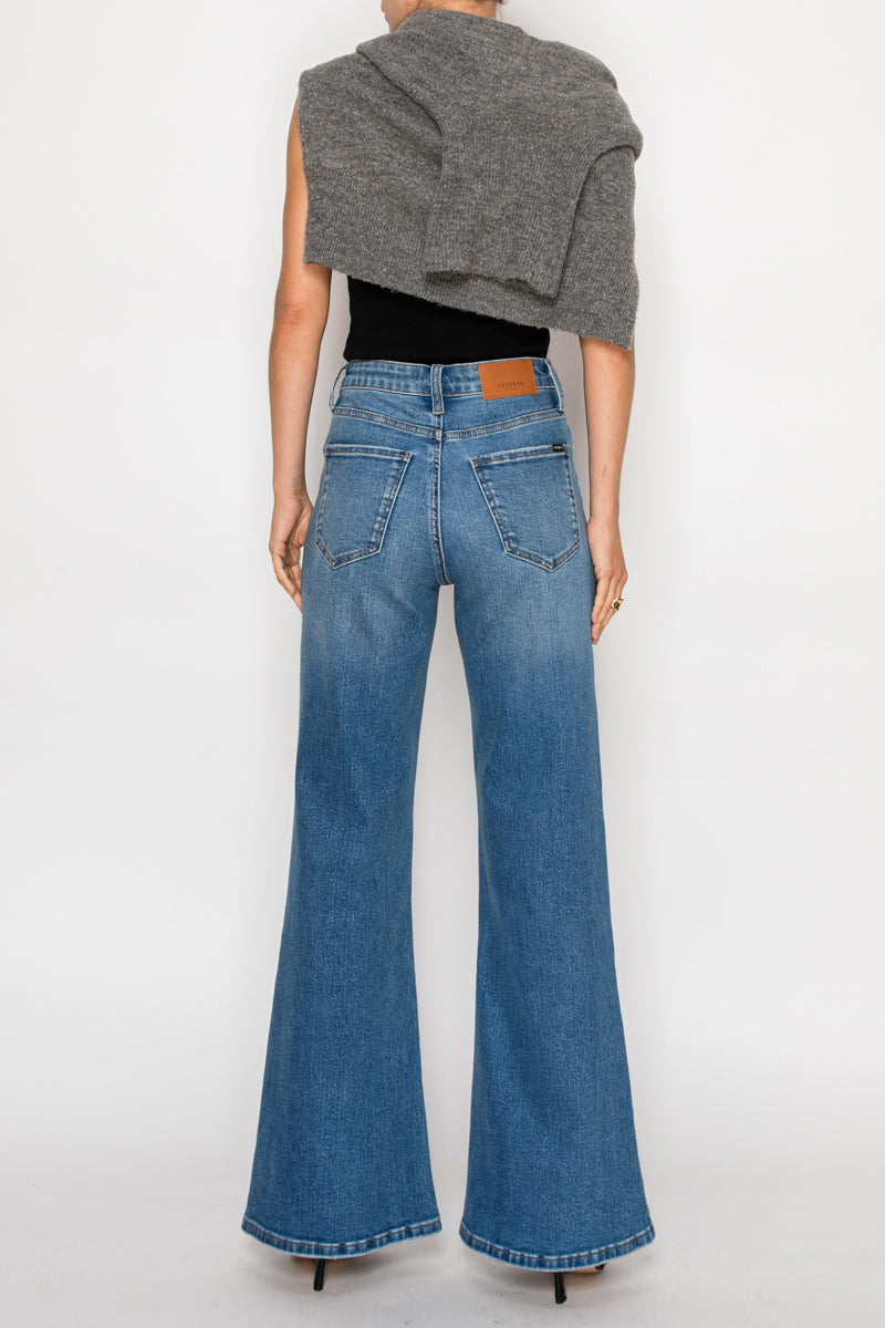 Reese Tummy Control Relaxed High Rise Palazzo Jeans in 7 (27) view 4 - High-Waisted (bottom)