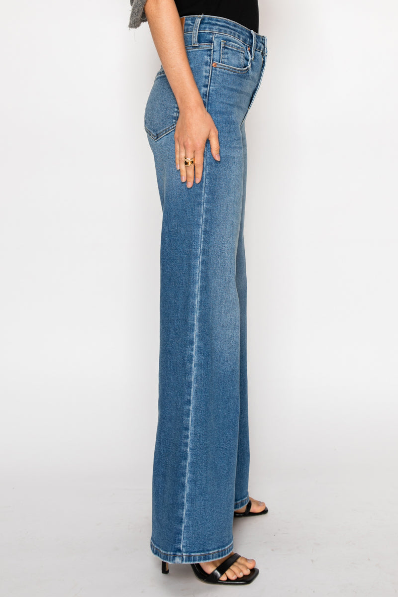 Reese Tummy Control Relaxed High Rise Palazzo Jeans in 11 (29) view 6 - High-Waisted (bottom)