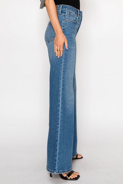 Reese Tummy Control Relaxed High Rise Palazzo Jeans in 11 (29) view 6 - High-Waisted (bottom)