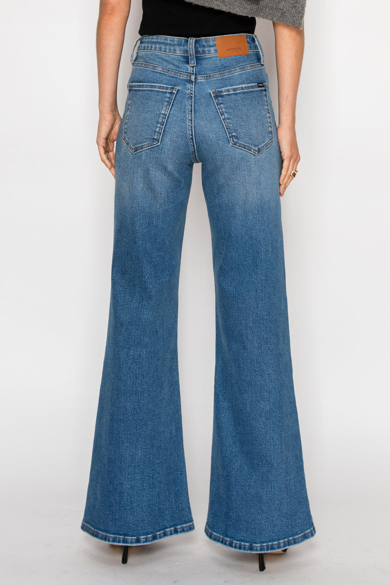 Reese Tummy Control Relaxed High Rise Palazzo Jeans in 13 (30) view 7 - High-Waisted (bottom)