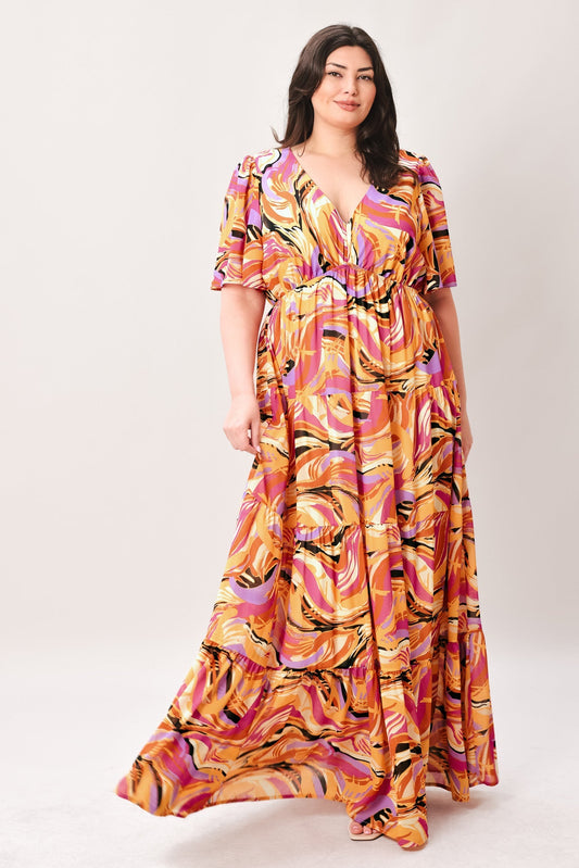 Refreshing Vibe Woven Maxi Dress in MUSTARD MAGENTA
