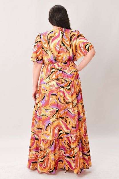 Refreshing Vibe Woven Maxi Dress in MUSTARD MAGENTA view 2