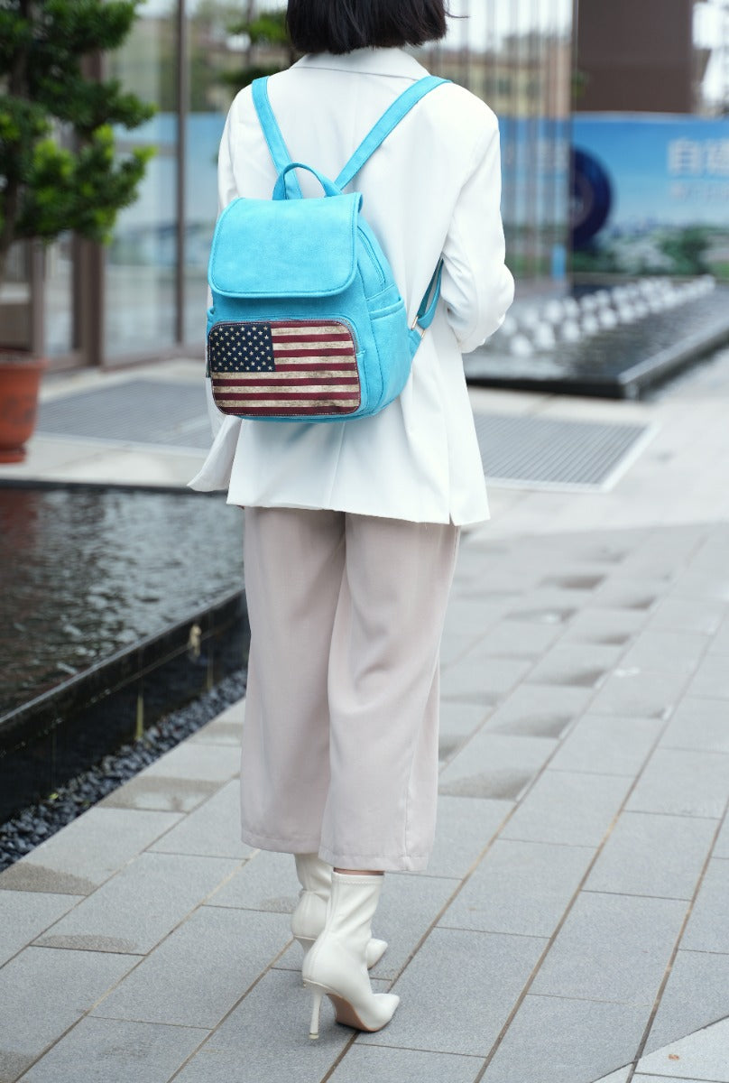 Regina Printed Flag Backpack Handbag in Black view 2