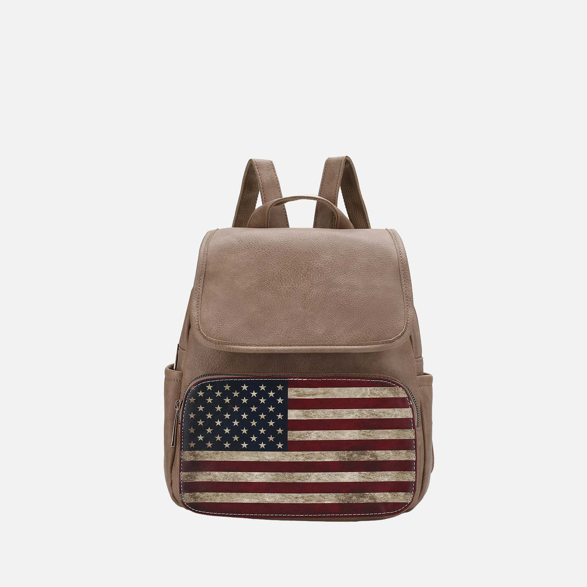 Regina Printed Flag Backpack Handbag in Burgundy view 3