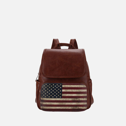 Regina Printed Flag Backpack Handbag in Chocolate view 4