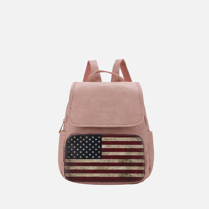 Regina Printed Flag Backpack Handbag in Green view 5