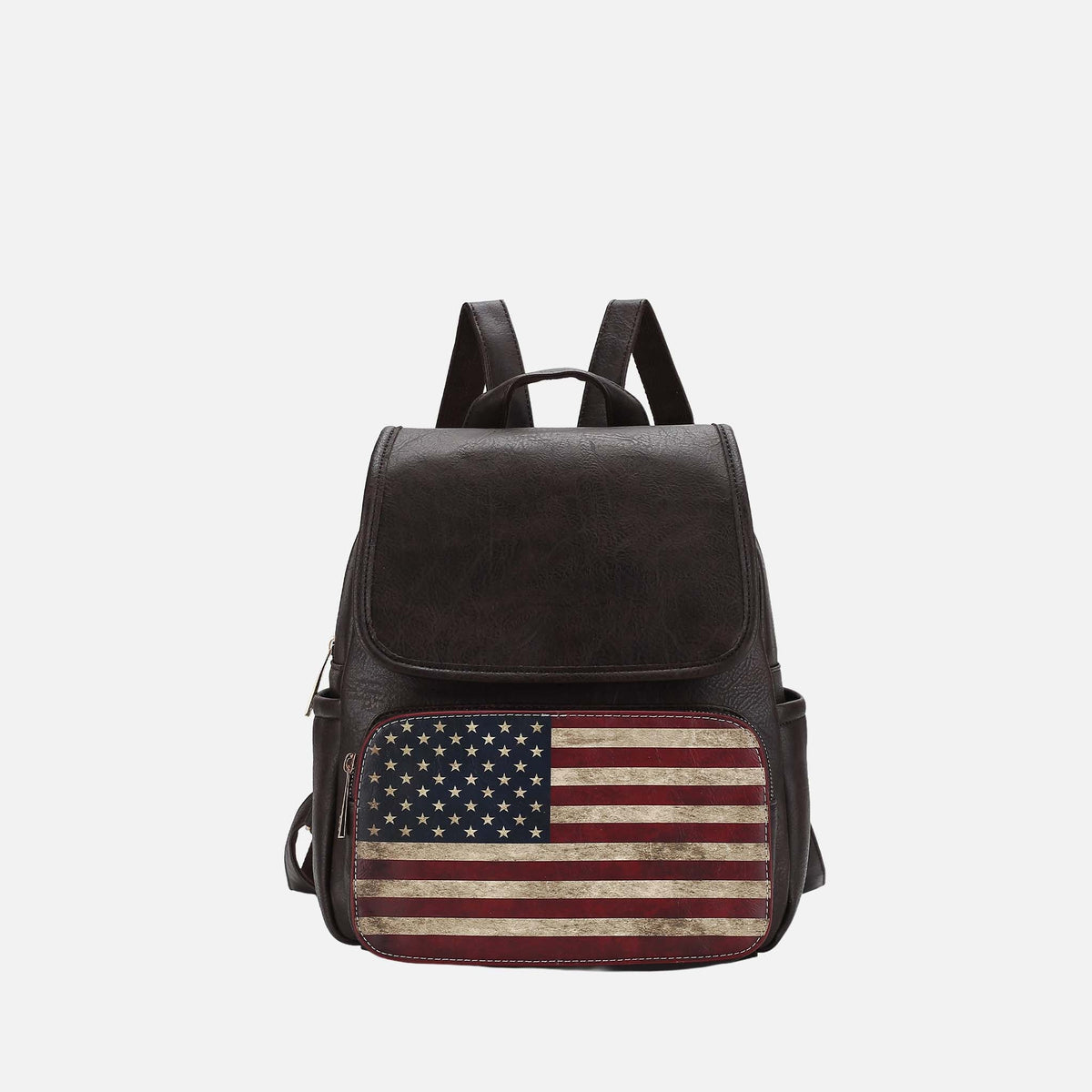 Regina Printed Flag Backpack Handbag in Tan view 8