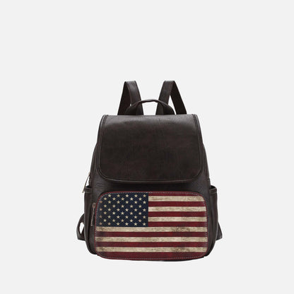Regina Printed Flag Backpack Handbag in Tan view 8