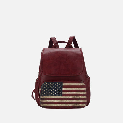 Regina Printed Flag Backpack Handbag in Taupe view 9