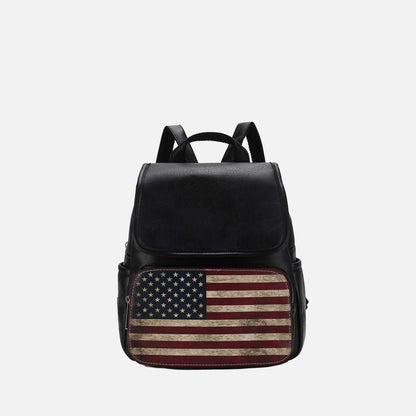Regina Printed Flag Backpack Handbag in Turquoise view 10