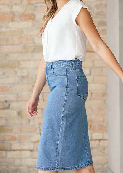 Remi Denim Classic Wash Midi Skirt view 21 - Remi Bader Denim Skirt (dress)