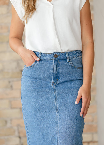 Remi Denim Classic Wash Midi Skirt view 23 - Remi Bader Denim Skirt (dress)