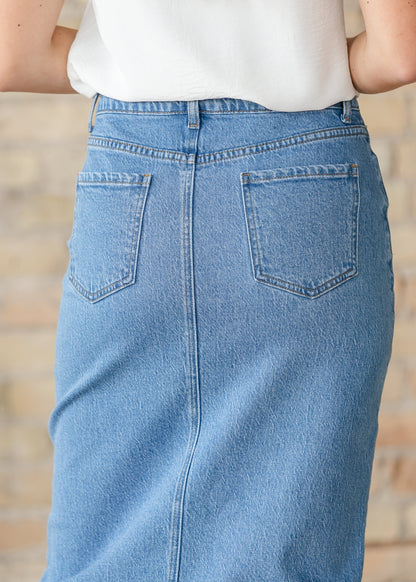 Remi Denim Classic Wash Midi Skirt view 24 - Remi Bader Denim Skirt (dress)
