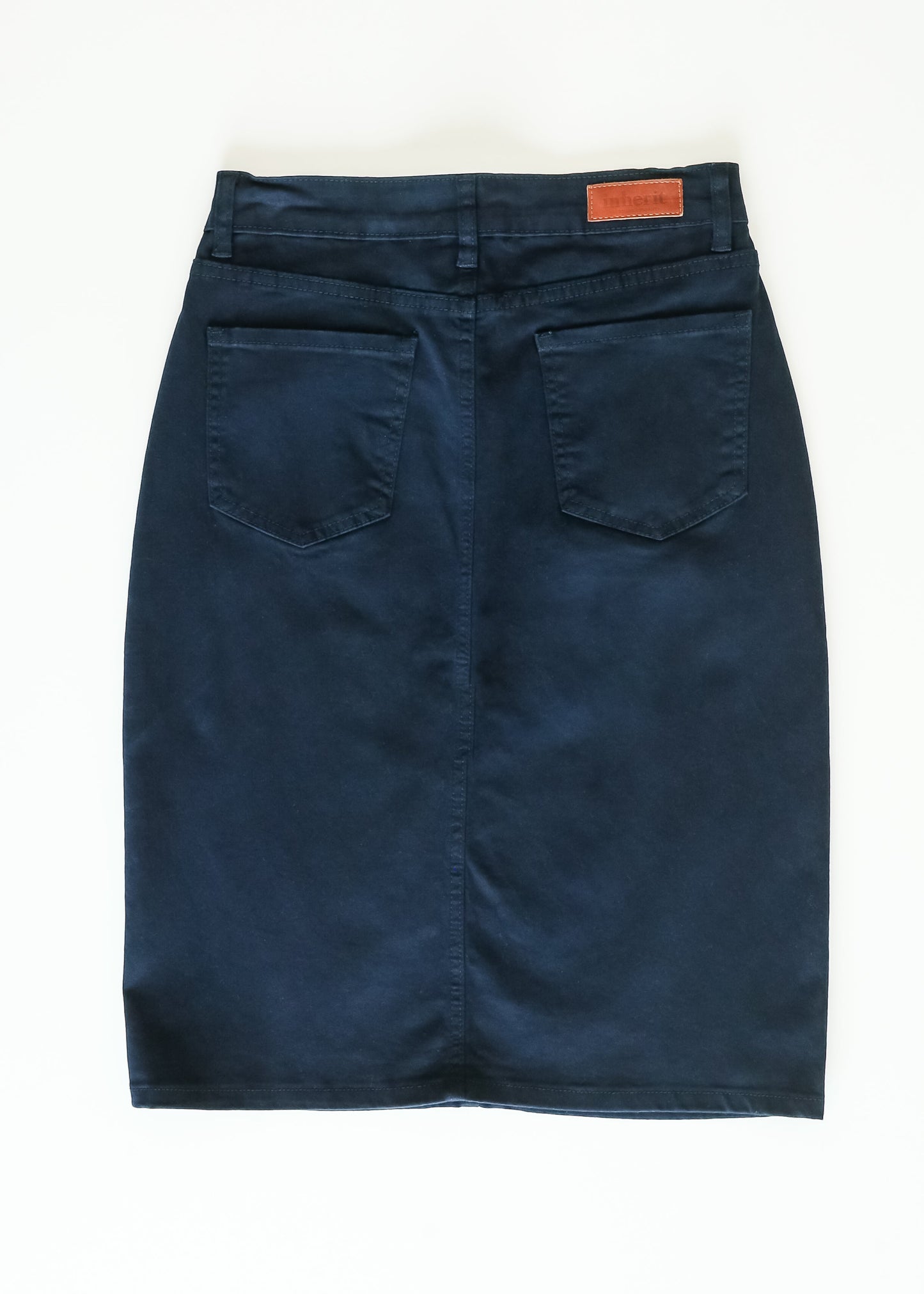 Remi Navy Denim Midi Skirt in 29" view 20 (dress)