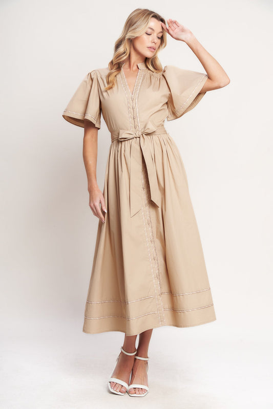 resort escape woven Resort Escape Woven Midi Dress TAUPE (dress) - shop at us.meeeshop