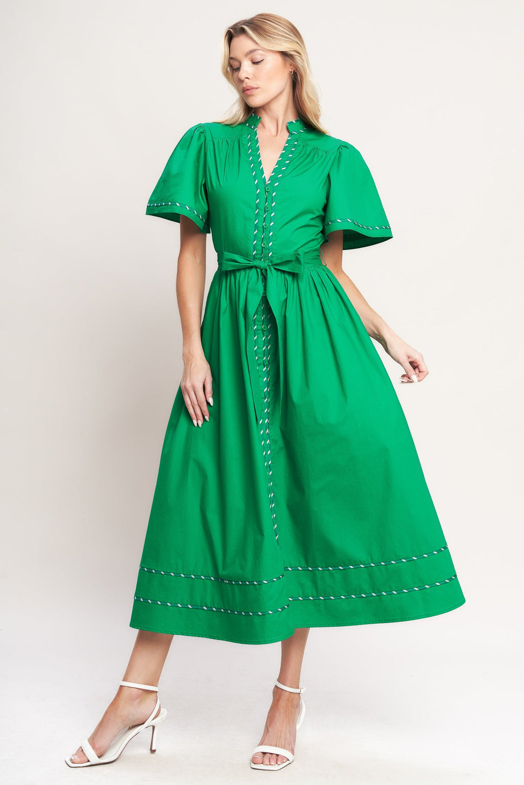 Resort Escape Woven Midi Dress GREEN view 12 (dress) - midi dress, woven midi dress - shop at us.meeeshop