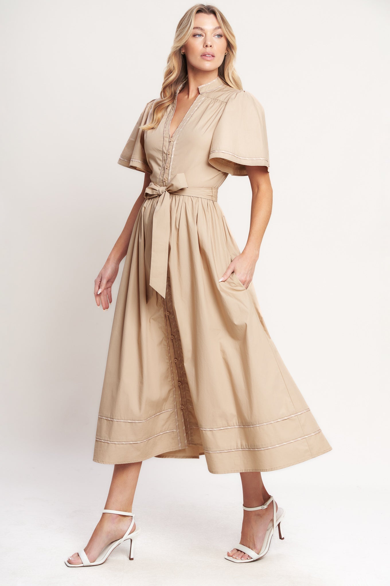 Resort Escape Woven Midi Dress TAUPE view 6 (dress) - midi dress, woven midi dress - shop at us.meeeshop