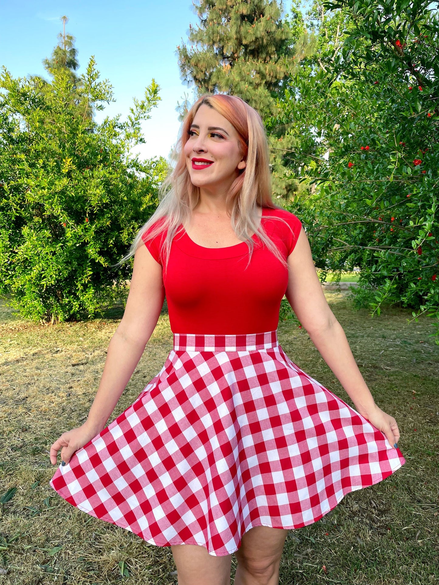 Retro Boat Neck Top in Red in L view 4 - Old Boat Top View