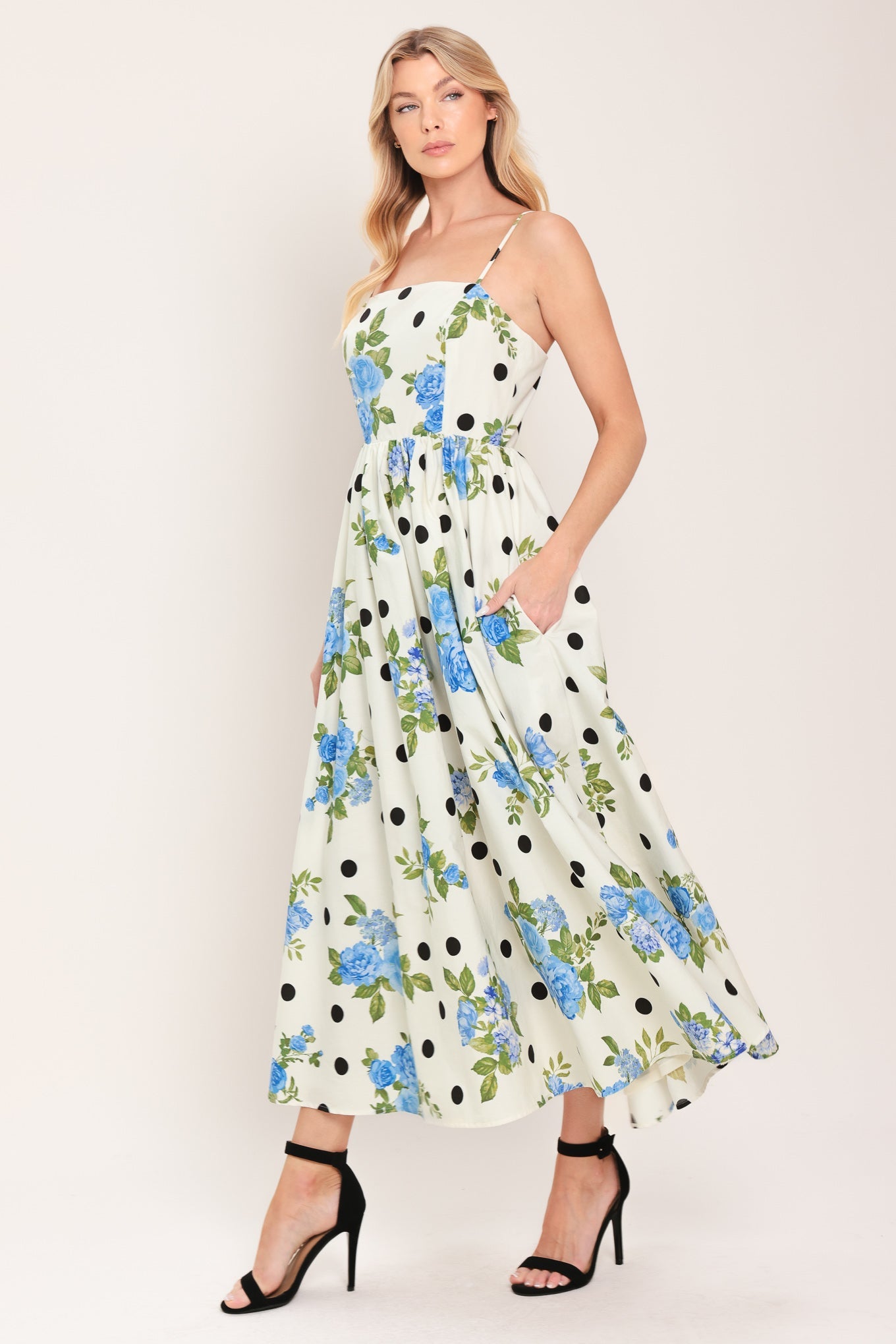 Retro Flora Woven Midi Dress view 5 - Retro Floral Dress