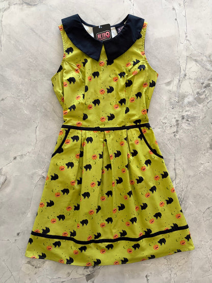 Retrolicious Black Cat Collared Dress in M view 3
