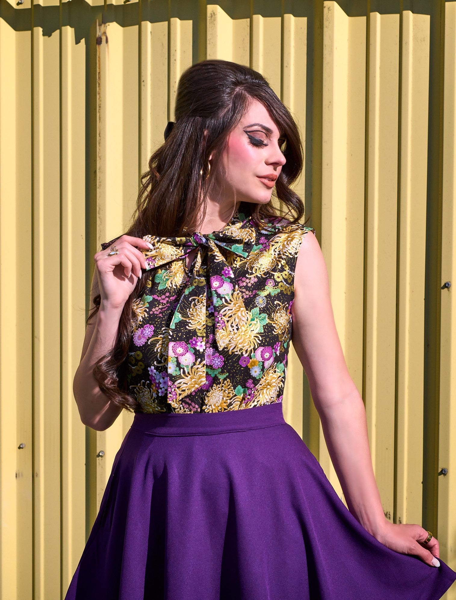 Retrolicious Bloom Bow Top in XS - Flower Bow Top