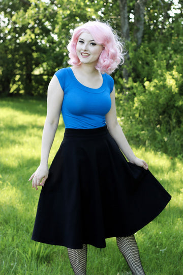 Retrolicious Boat Neck Top in Blue in XS - Boat Neck Blue Top