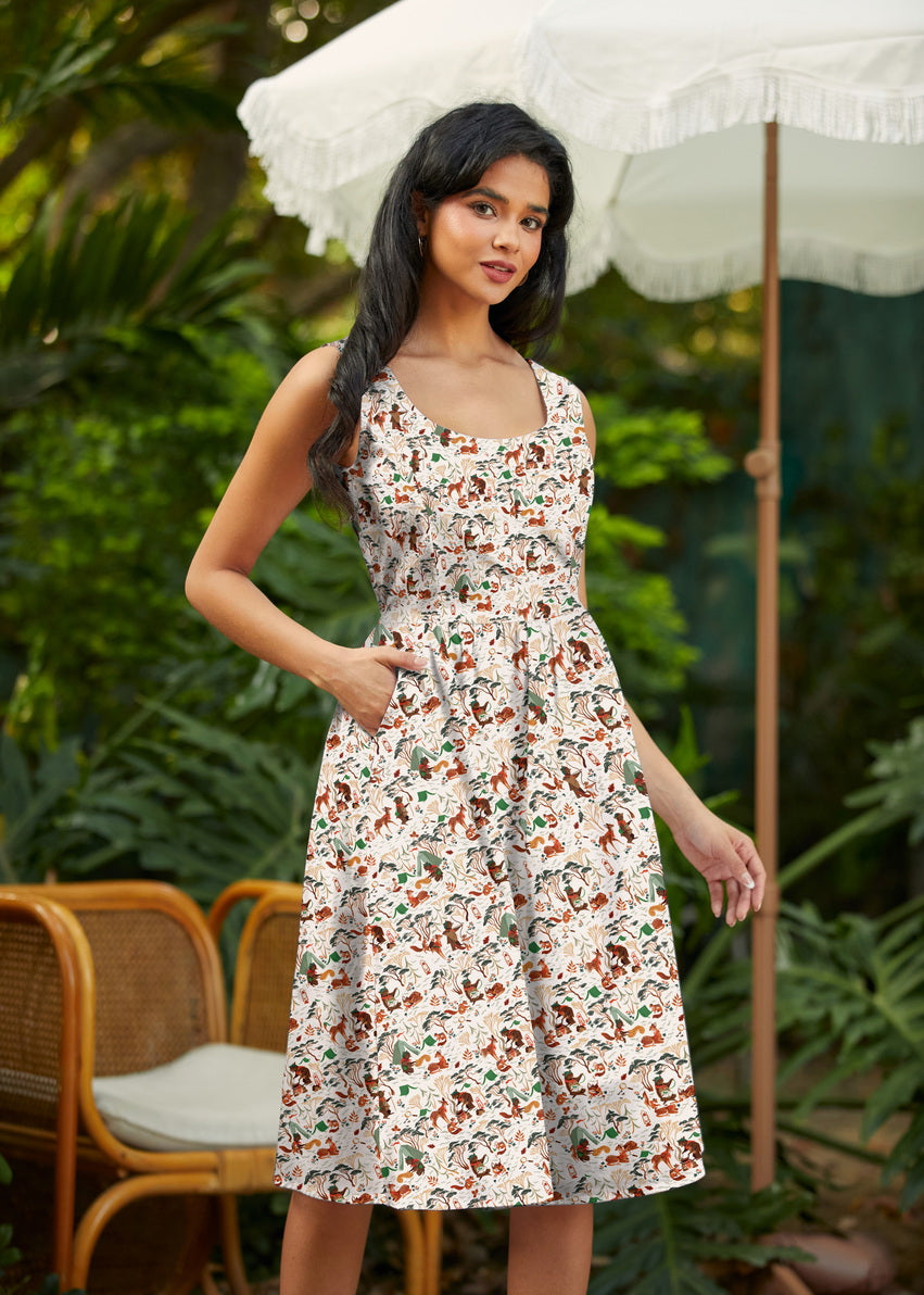 Retrolicious Campsite Fit & Flare Dress in XS