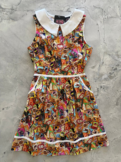 Retrolicious Cat Stamps Collared Dress in L view 4