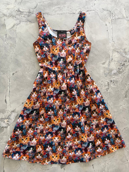 Retrolicious Cats & Flowers Fit & Flare Dress in M view 3