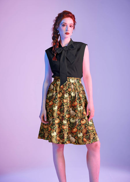 Retrolicious Cats & Pumpkins A-line Skirt
