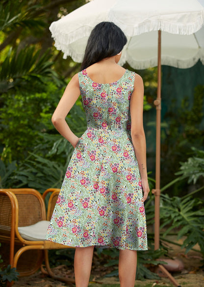 Retrolicious Floral Cats Fit & Flare Dress in L view 4 - Floral Cat Dress