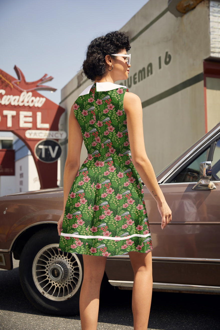 Retrolicious Flowers Collared Dress in L view 4 - Flower Collar Dress