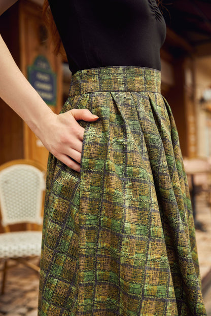 Retrolicious Green Plaid Doris Skirt in 4X view 8
