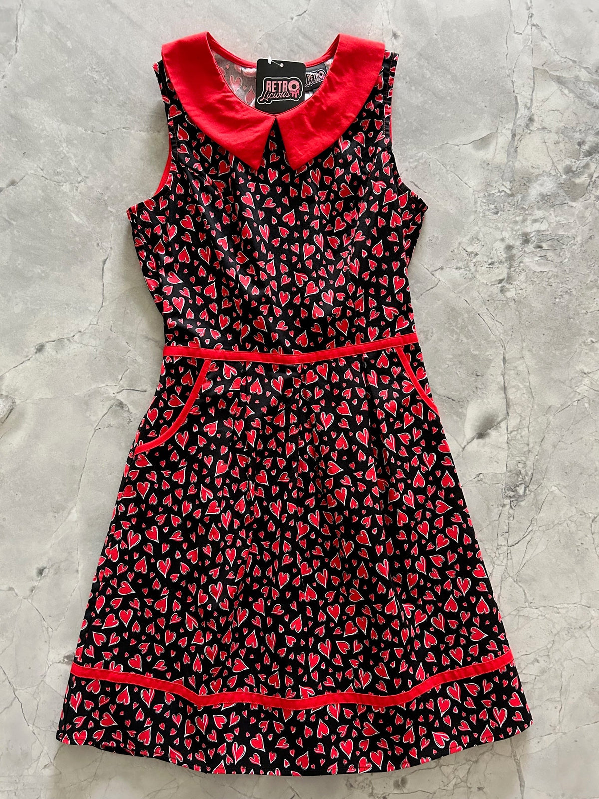 Retrolicious Hearts Collared Dress - MeeeShop Women's Fashion
