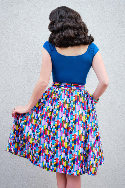 Retrolicious Isabel Top in Peacock Blue in M view 3 - Peacock Blue Top