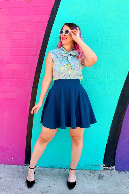 Retrolicious Ocean Blue Skater Skirt in M view 3 - Ocean Blue Skirt Set