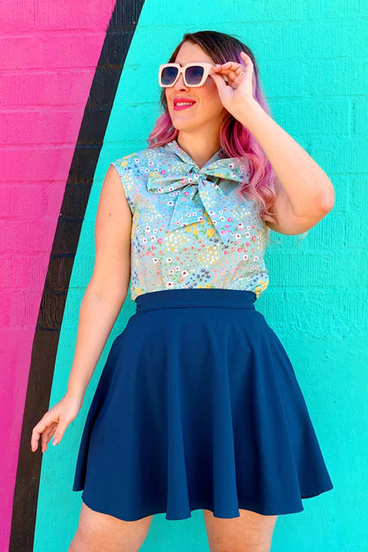 Retrolicious Ocean Blue Skater Skirt in XS - Ocean Blue Skirt Set