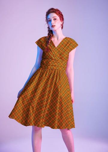 Retrolicious Orange Plaid Greta Dress in XS