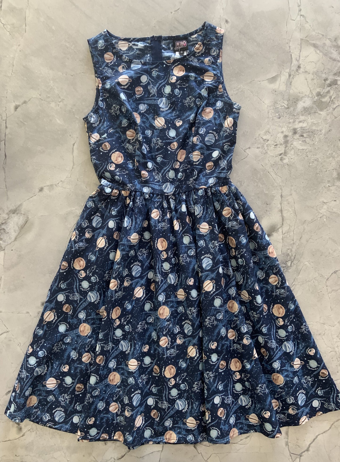 Retrolicious Planets Vintage Dress in 1X view 5 - Planet Vintage Dress