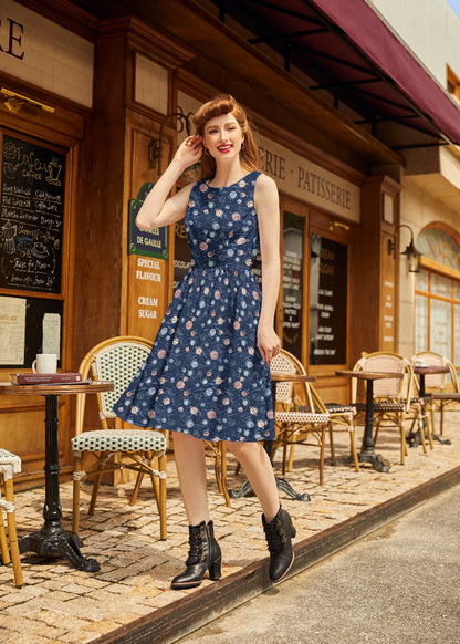 Retrolicious Planets Vintage Dress in S - Planet Vintage Dress