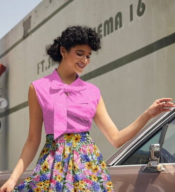 Retrolicious Pretty in Pink Bow Top - MeeeShop Women's Fashion