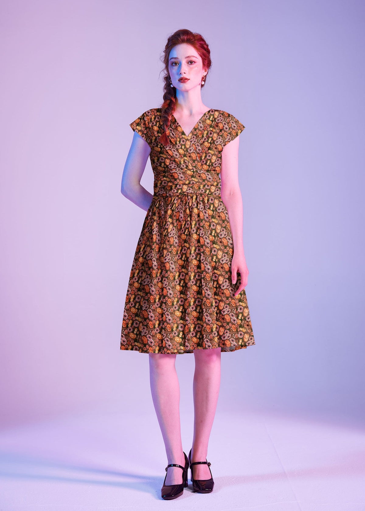 Retrolicious Pumpkins & Flowers Greta Dress in XS - Retrolicious Pumpkin Dress