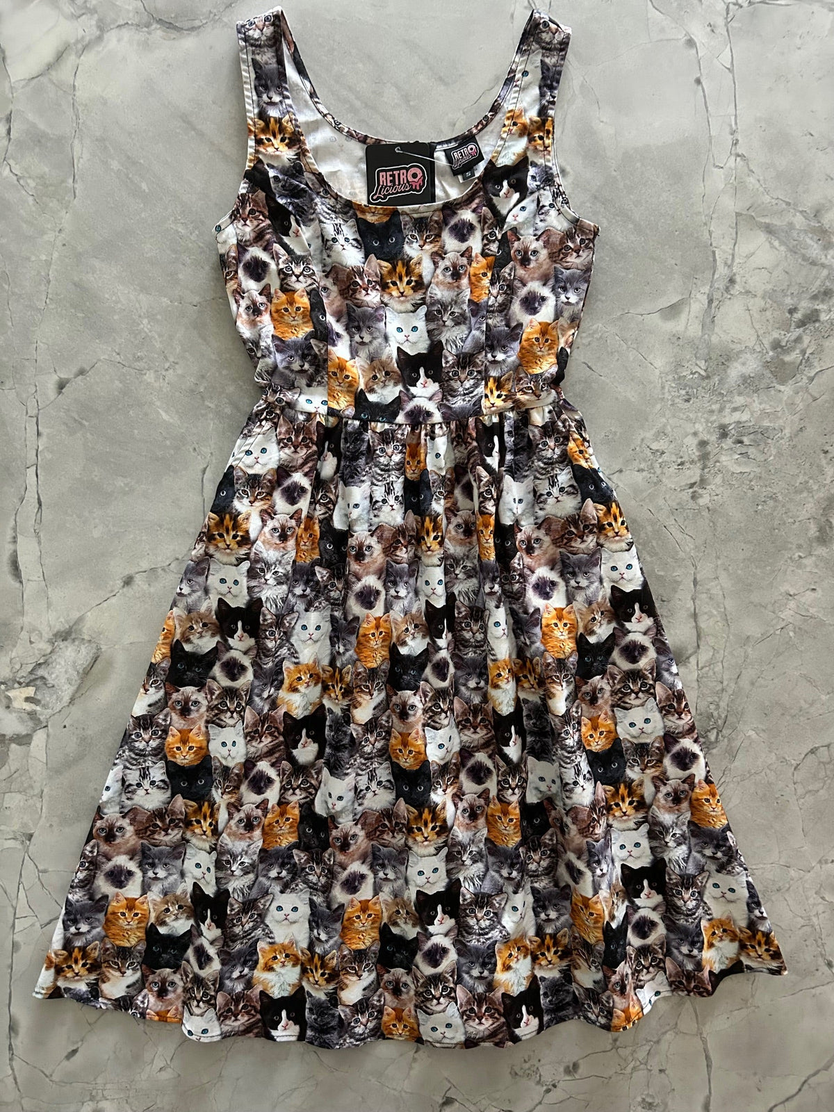 Retrolicious Realistic Cats Fit & Flare Dress - MeeeShop Women's Fashion