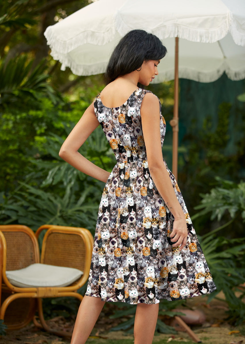 Retrolicious Realistic Cats Fit & Flare Dress in L view 4 - Warrior Cats Dress Up
