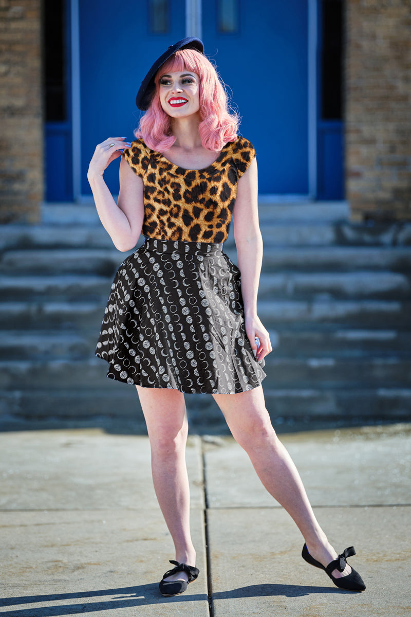 Retrolicious Retro Boat Neck Top in Leopard in XS - Old Boat Top View