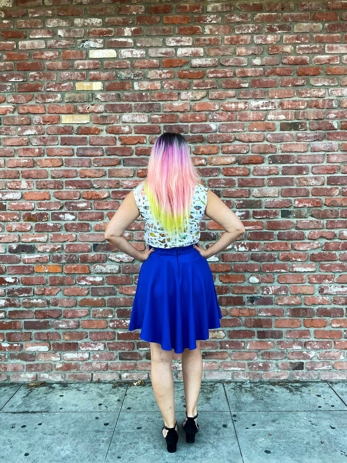 Retrolicious Royal Blue Skater Skirt in L view 4 - Royal Blue Skirt Set