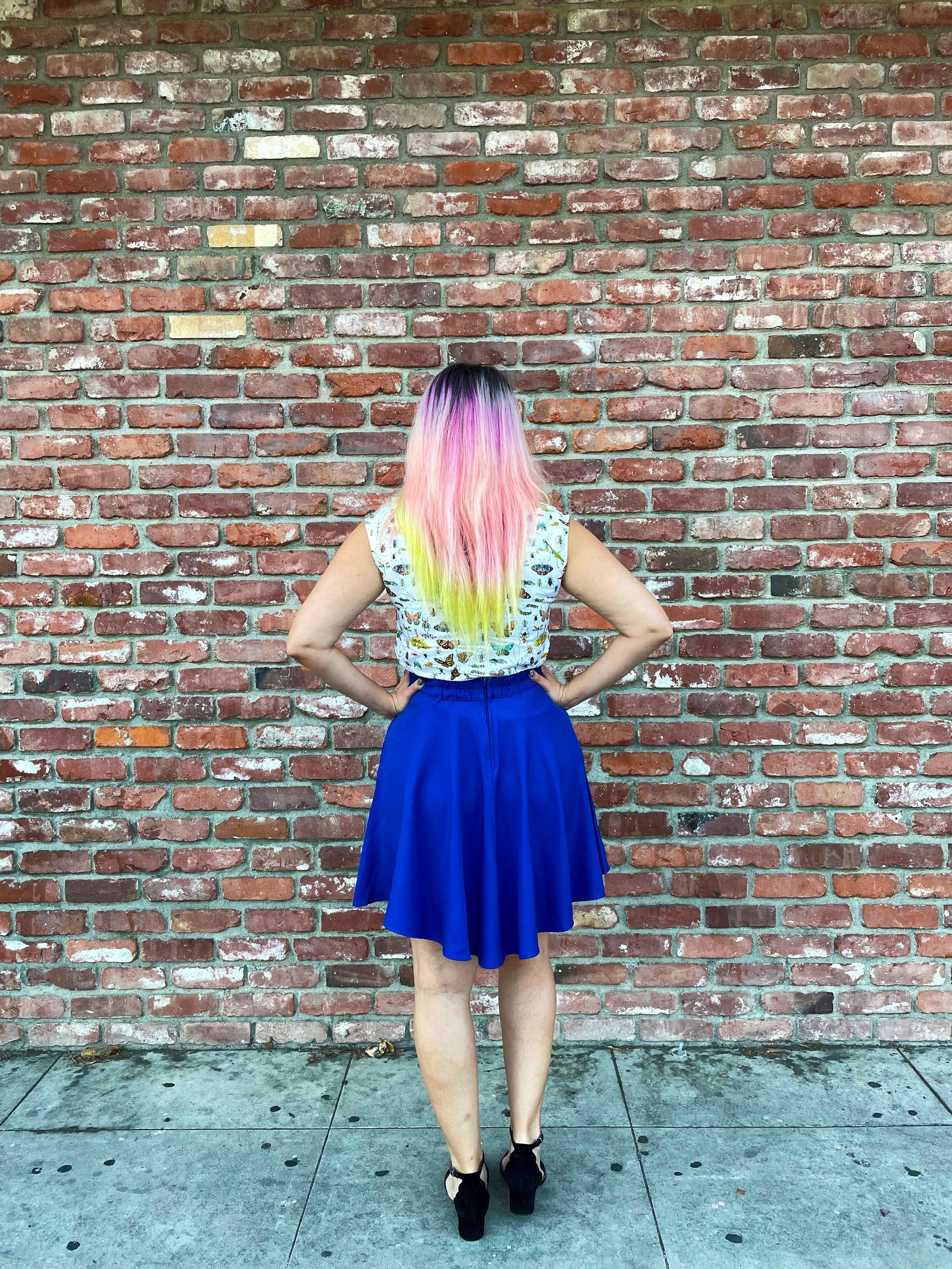 Retrolicious Royal Blue Skater Skirt in L view 4 - Royal Blue Skirt Set
